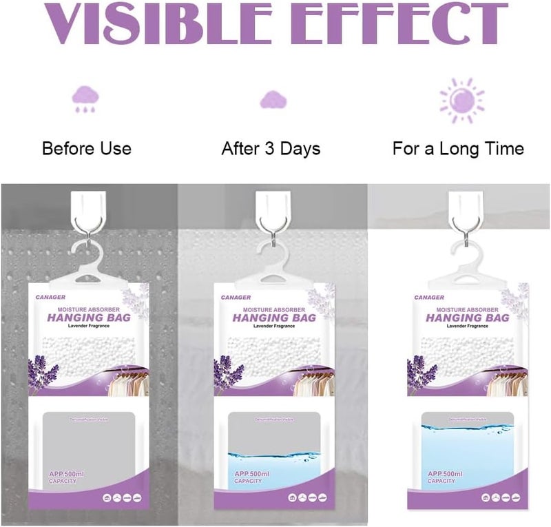 CANAGER Hanging Moisture Absorber, Lavender Vanilla Moistureproof Hanging Bag, Dehumidifier Bag (8 packs) Hanging Closet Dehumidifier Bags, Moisture Absorb 12.5 oz. - Image 5